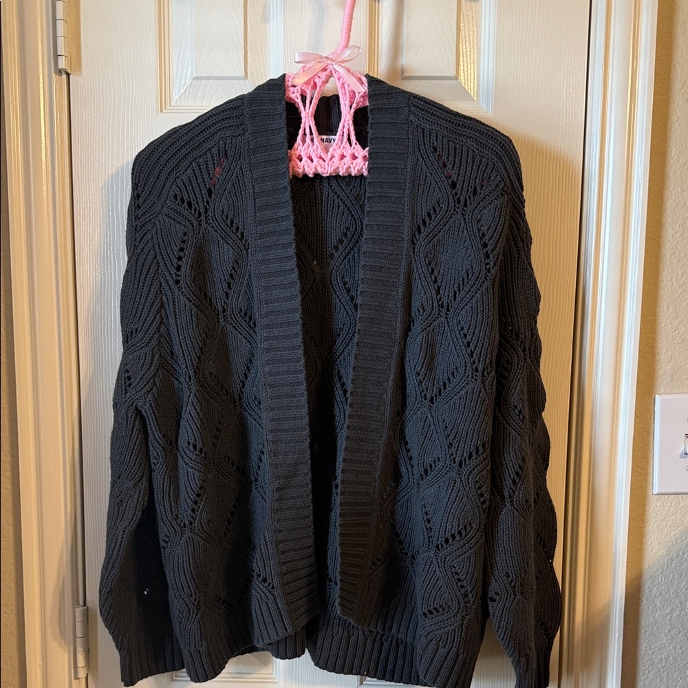 Old Navy Women's Black Cable Knit Cardigan NWT